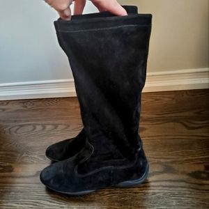 Geox Black Suede High Boots Size 37.5